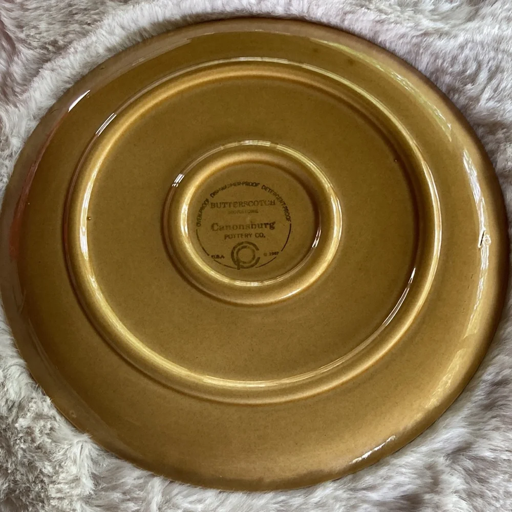 MCM 1960s Vintage Butterscotch Ironstone 11.5” Plate by Canonsburg Pottery Co. - Picture 3 of 8